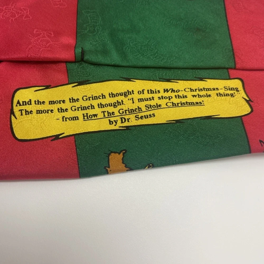 Dr.Seuss The Grinch Who Stole Christmas 100% Silk Tie Hand Sewn Vintage 1996